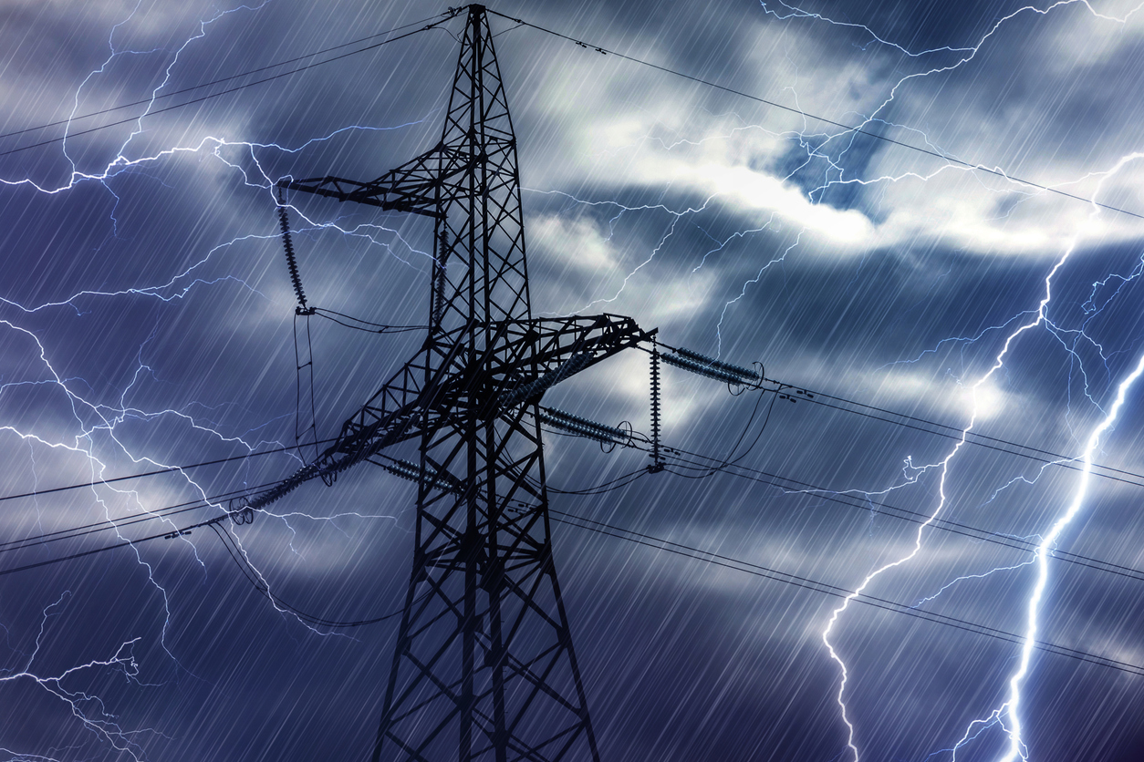 High voltage tower and lightning Prepare for hurricane season